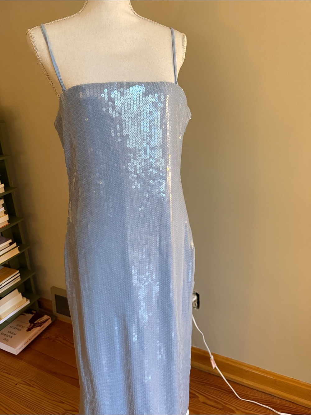 Abercrombie & Fitch Light Blue Sequin Midi Dress